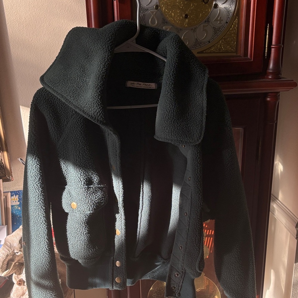 We The Free Dark Green Textured Fleece